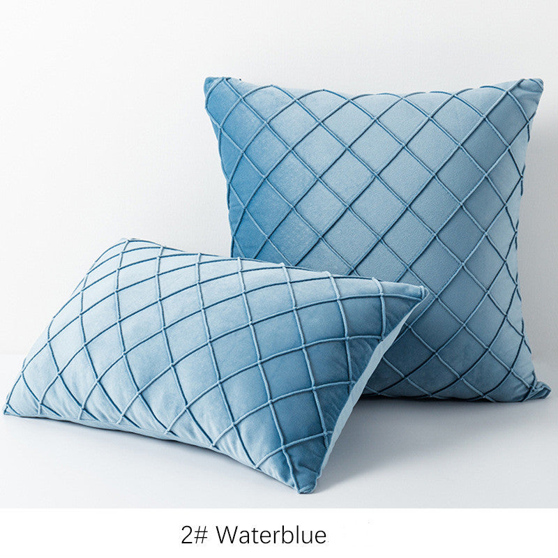 Diamond plaid velvet pillowcase