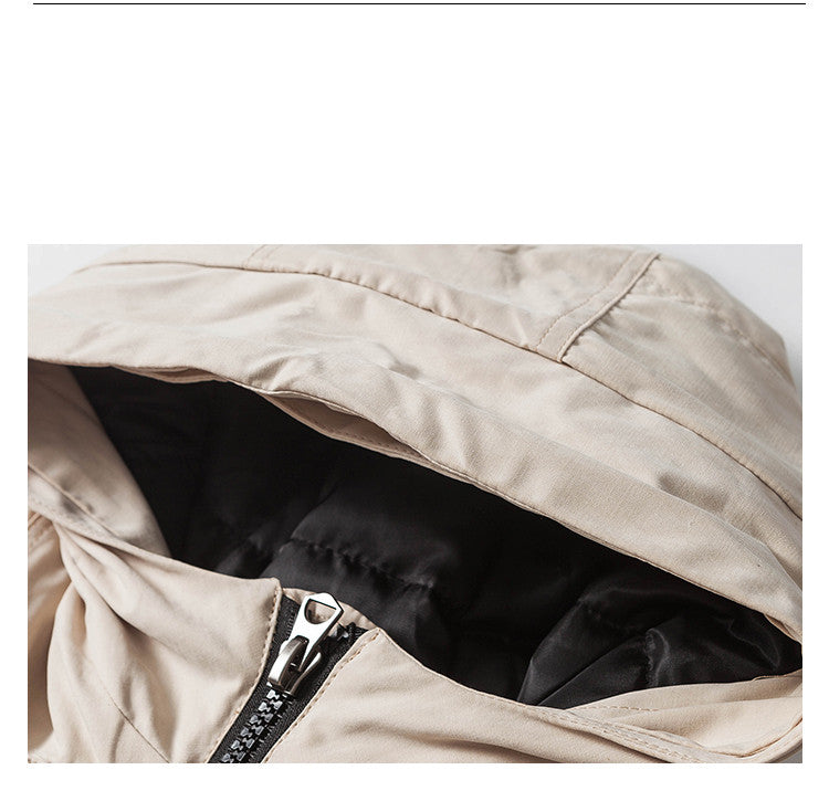 Men's Mid-Length Thick Cotton-Padded Jacket Accent Plus