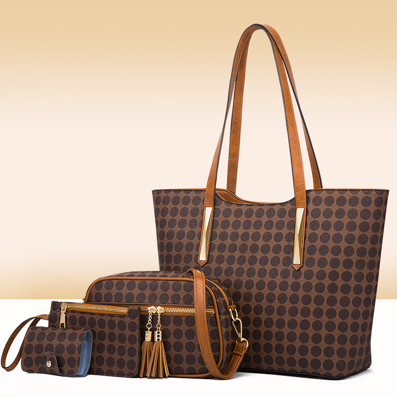 Fashion Polka Dot Four-piece Mother-in-law Bag With Tassel Crossbody Best YouTube Store