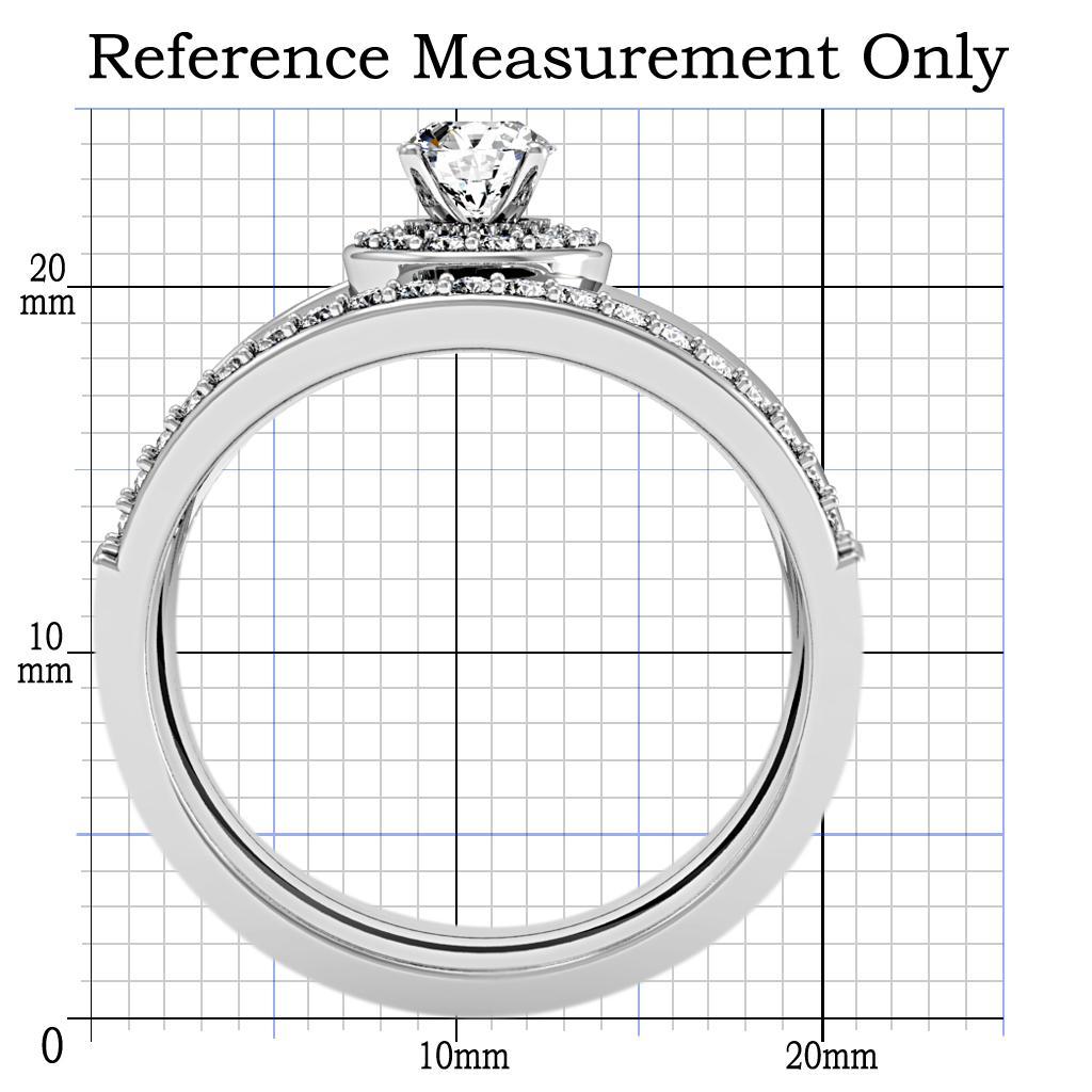 1W164 - Rhodium Brass Ring with AAA Grade CZ  in Clear-1