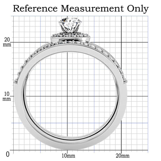 1W164 - Rhodium Brass Ring with AAA Grade CZ  in Clear-1