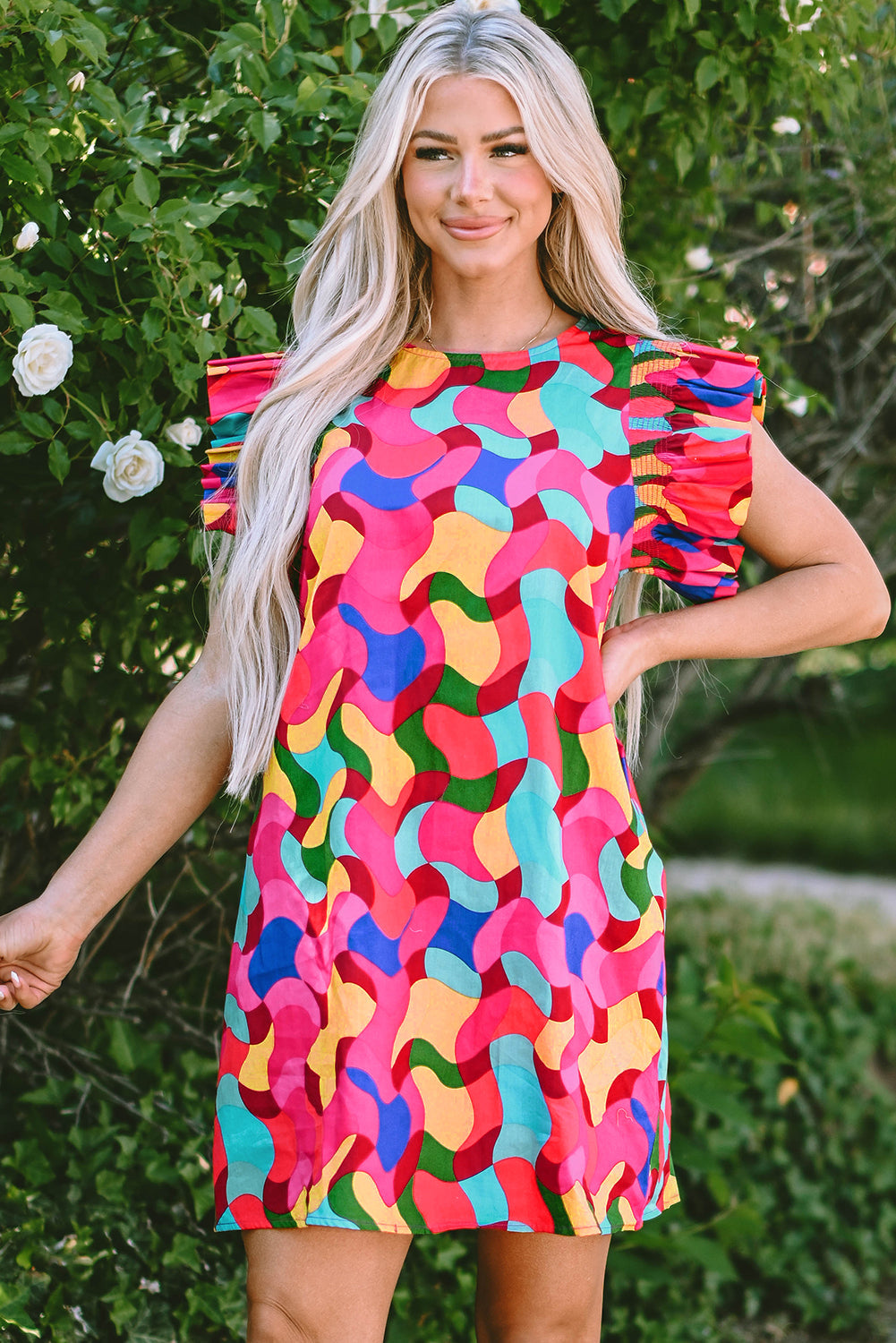 Amaia Ruffle Sleeve Shift Dress-3