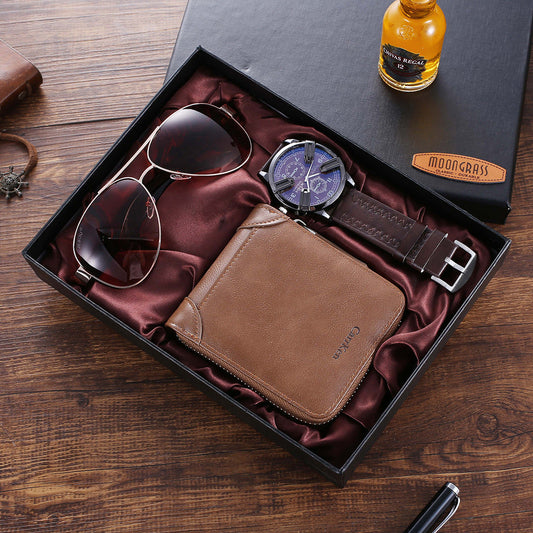 Fashion Classic Boutique Gift Box Set Wallet Glasses Creative Quartz Watch Best YouTube Store