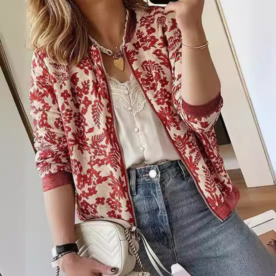 Women's Jacket Zipper Casual Bomber Jacket Coat Stand Collar Short Clothes LadyShow.Store