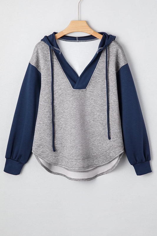 Zariyah Block Patchwork Drawstring Hoodie-0