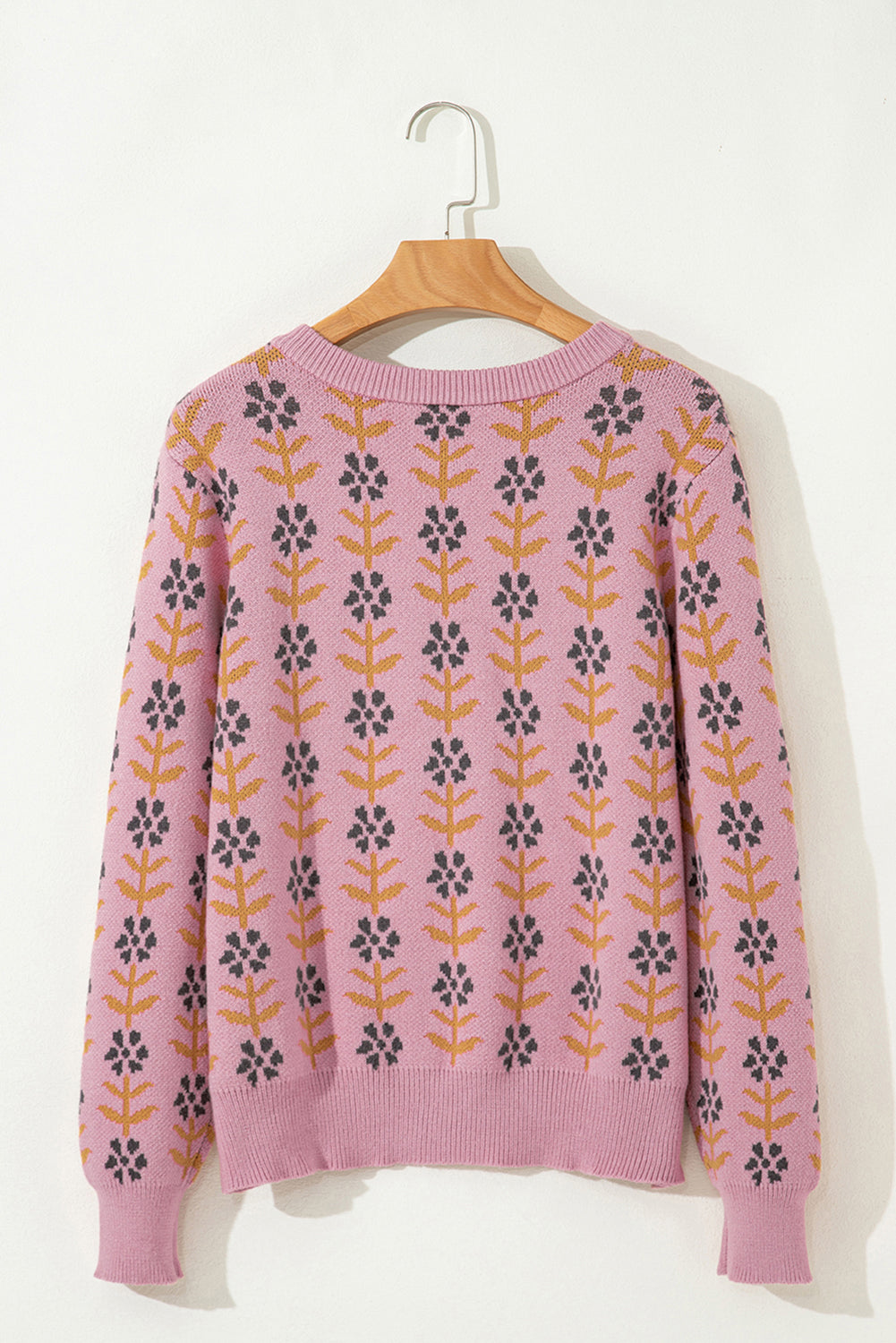 Dulce Ribbed Banded Cardigan Sweater Threaded Pear