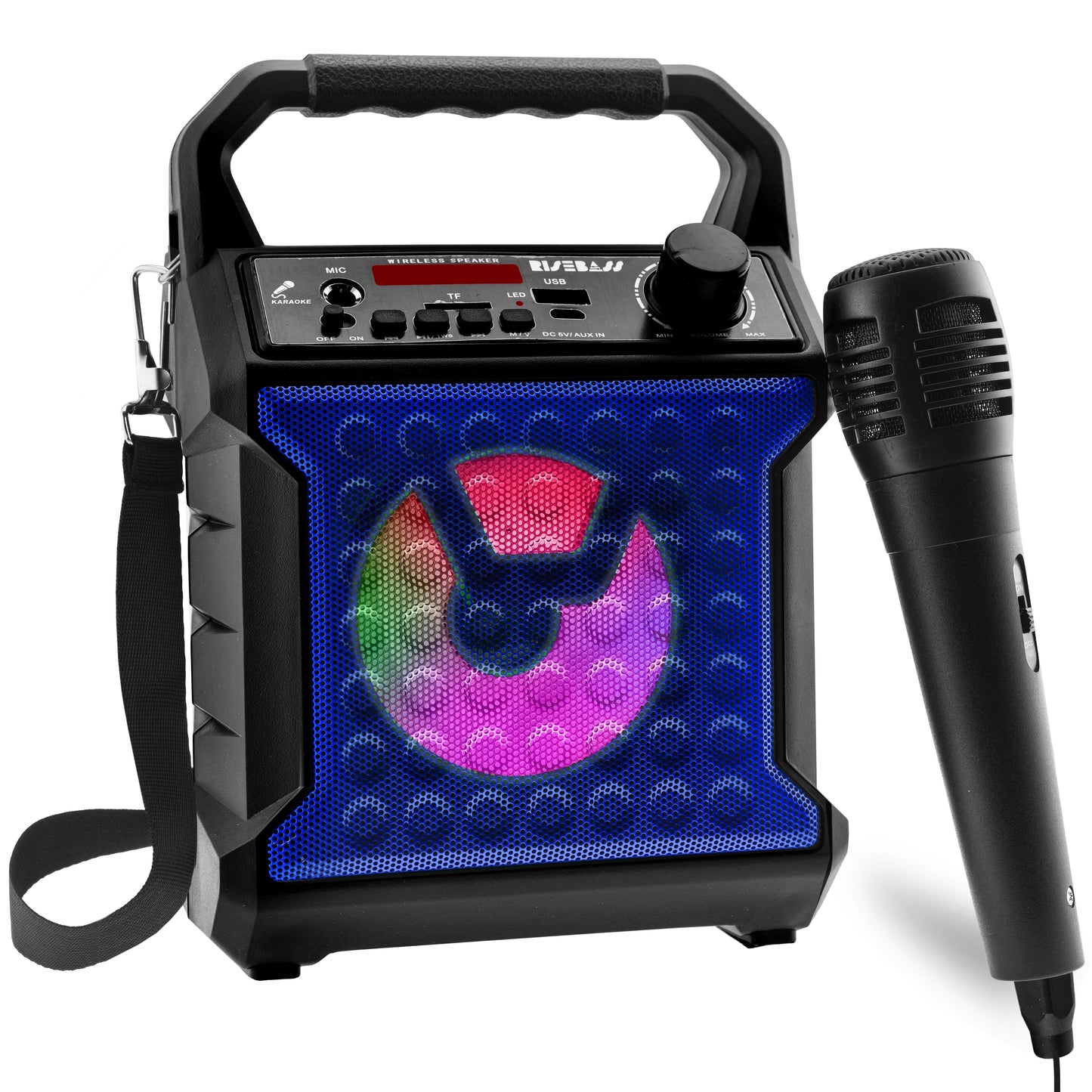 Risebass Portable Karaoke Machine with Microphone - Home Karaoke System with Party Lights for Kids and Adults - Rechargeable USB Speaker Set with FM Radio, SD/TF Card Support, and AUX-in LuxuryLifeWay Online Store