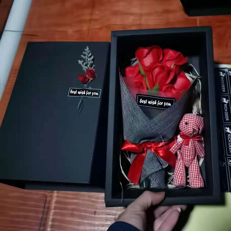 Soap Flower Bear Gift Box Birthday Gift Mother's Day 7 Carnation Valentine's Day Gift Box CJD