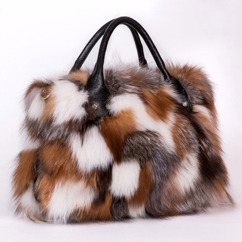 Fur Fox Hair One Shoulder Crossbody Portable Wool Bag LadyShow.Store