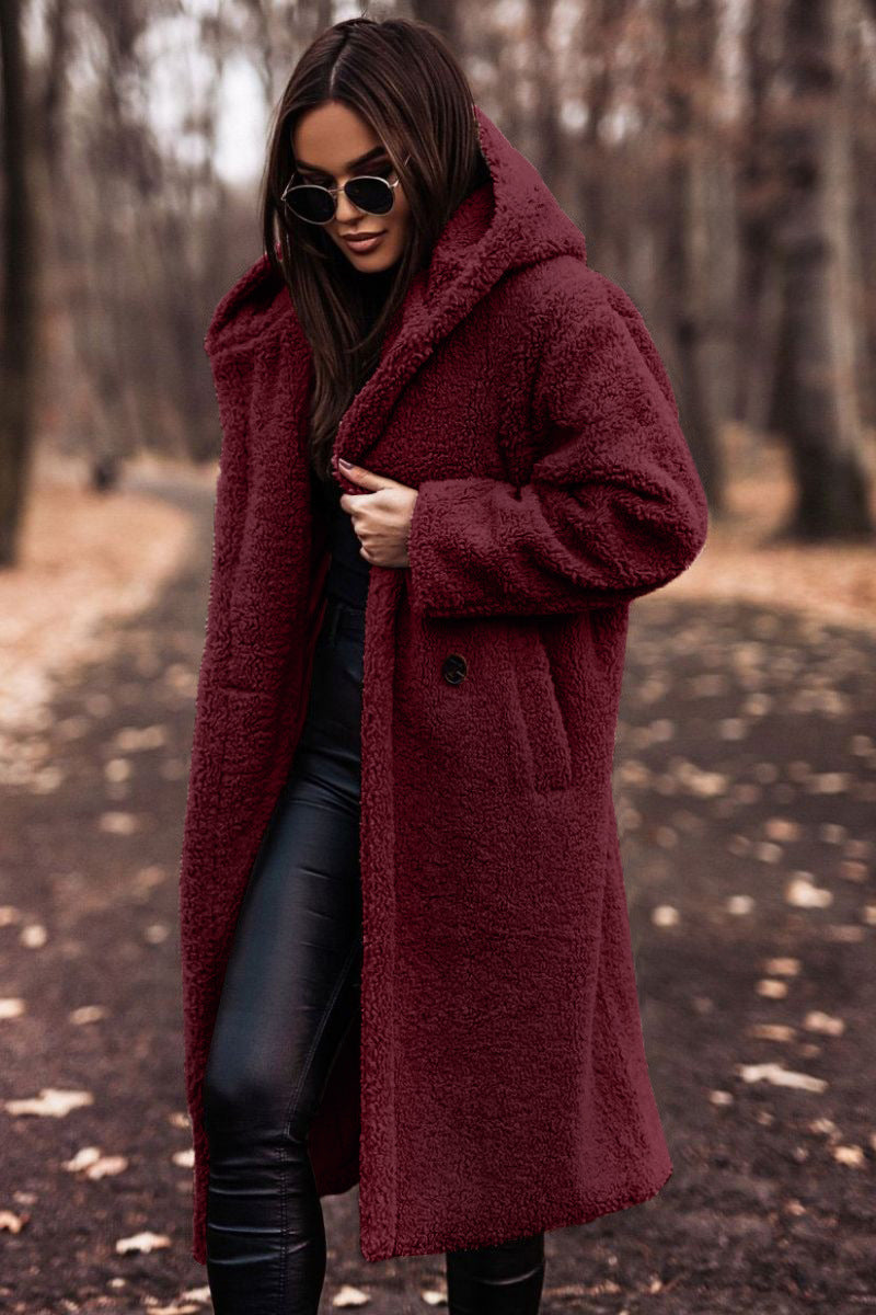 Autumn Winter Fashion Elegant Long Coat Woman Plush Warm Faux Fleece Coat Women Teddy Jacket Female Teddy Coat Outwear Ladies LadyShow.Store