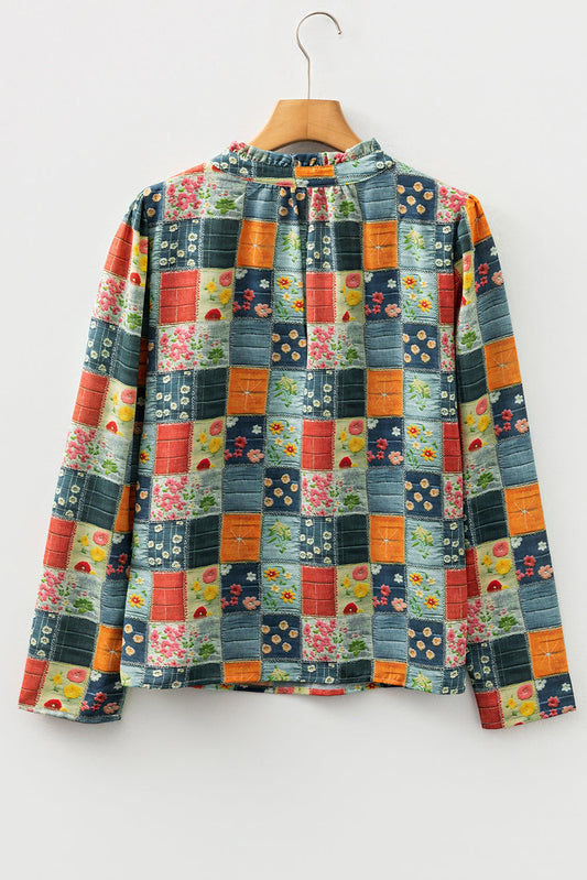 Sarajana Half Placket Collared Blouse Threaded Pear