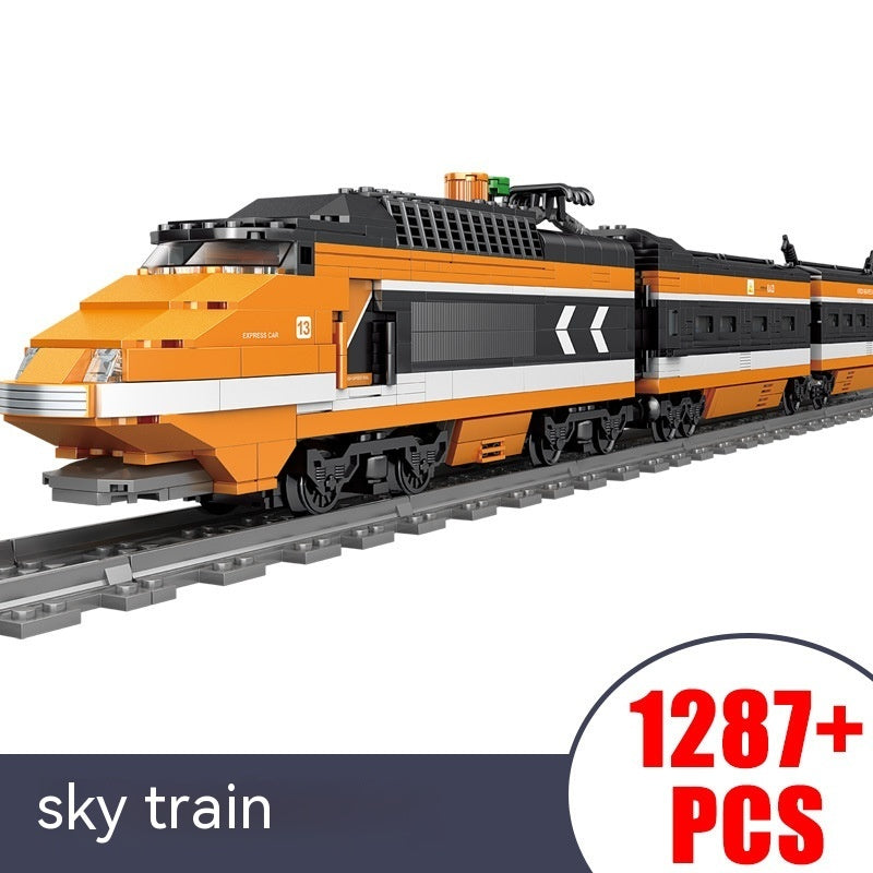 Electric Rail Train Model Children Education Small Particles Assembled Building Block Toys CJD