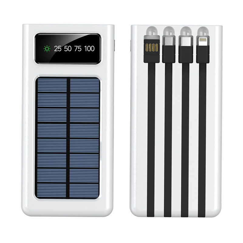Solar Power Bank with Built-in Four Cables, 20000mAh Portable Charger for Mobile Phones Best YouTube Store