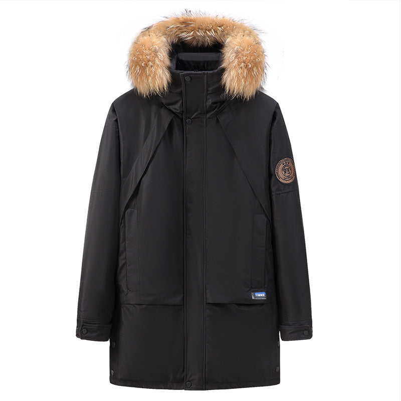 Men's Down Jacket Thickened Mid-length White Duck Down Coat Best YouTube Store