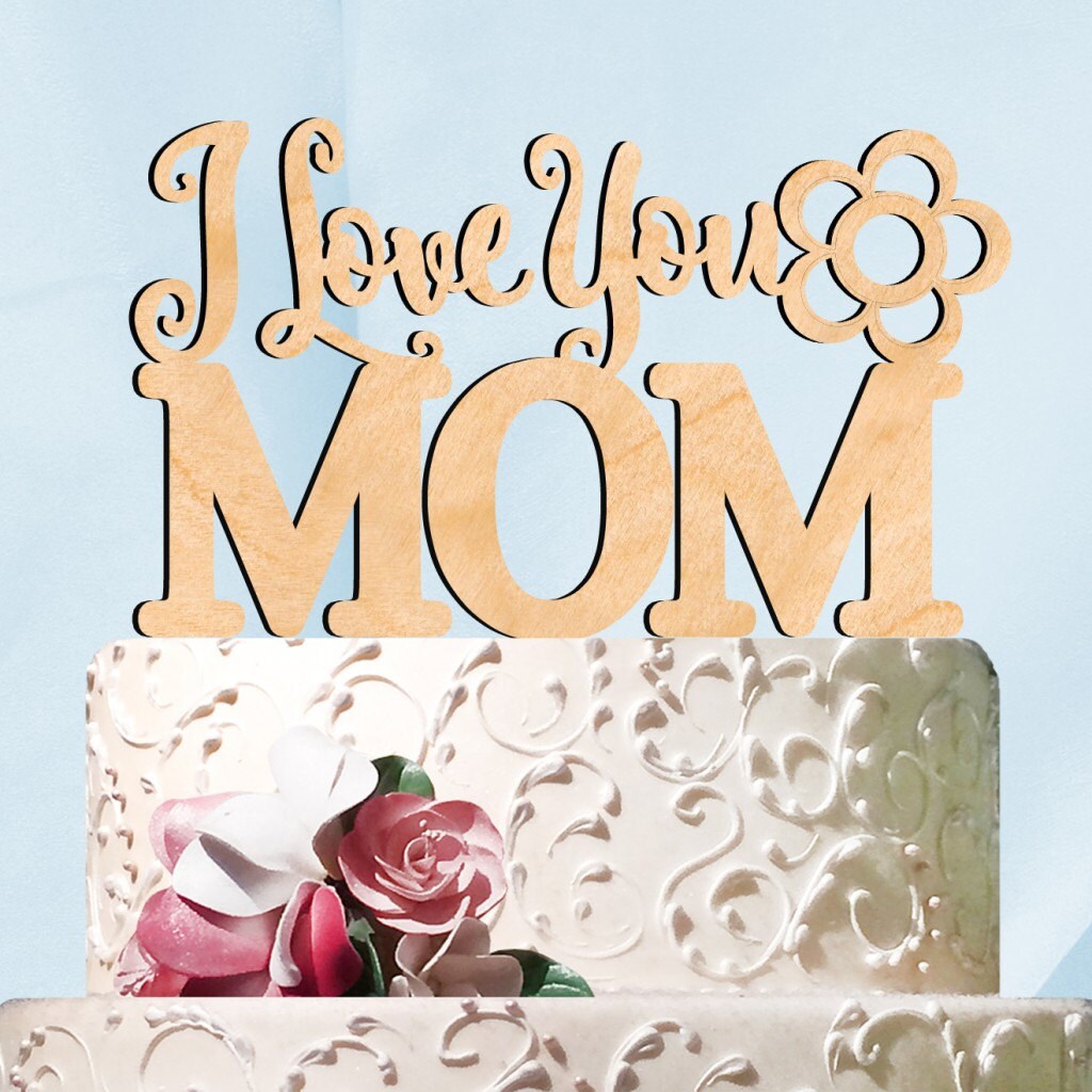 Mother's Day Store SPECIAL ! Natural wood I love you MOM Cake Topper. AMonogramArt