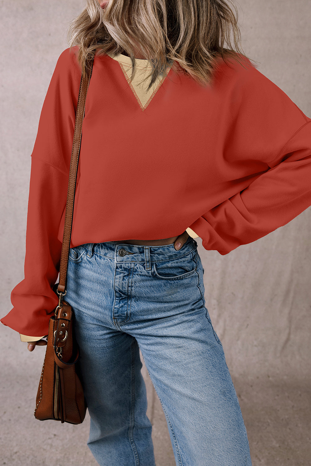 Abigail Drop Shoulder Oversized Sweatshirt Threaded Pear