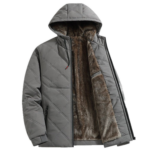 Men's Jacket With Fleece And Thick Cotton, Casual Hooded Stand-up Collar Best YouTube Store