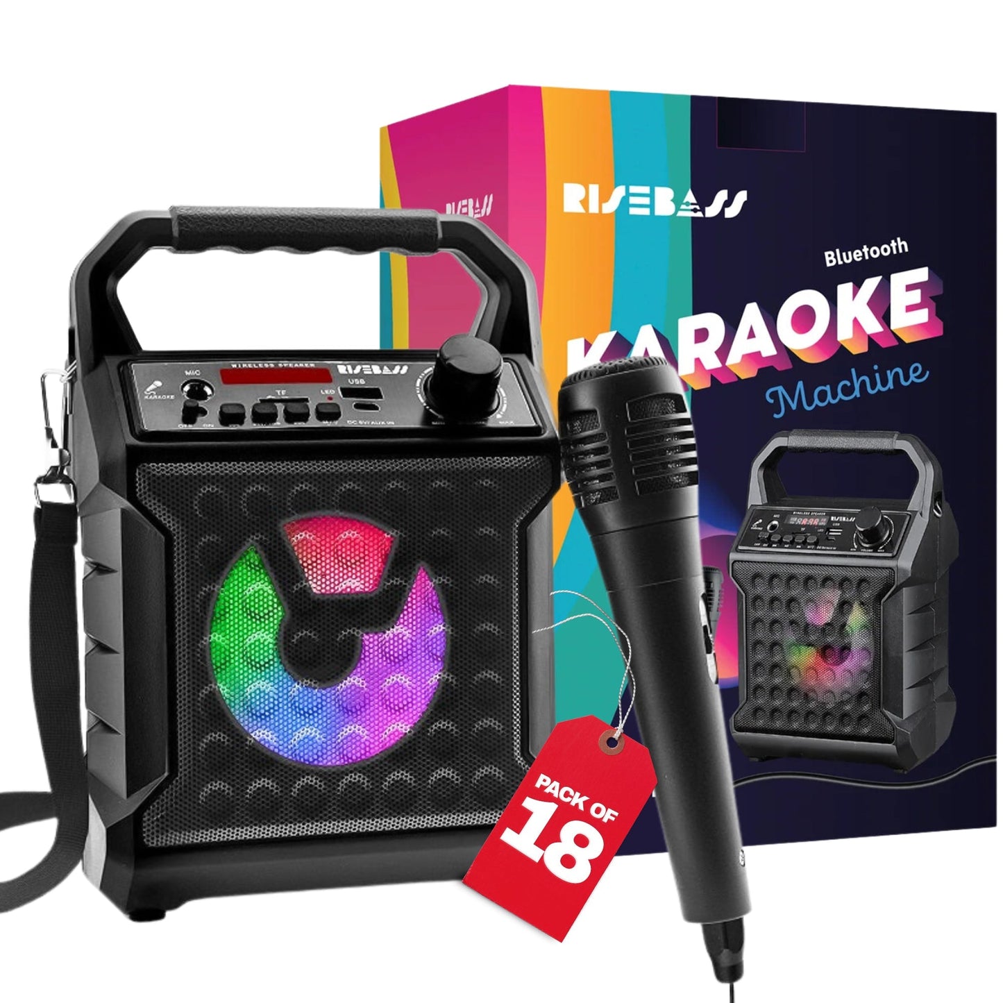 Risebass Portable Karaoke Machine with Microphone - Home Karaoke System with Party Lights for Kids and Adults - Rechargeable USB Speaker Set with FM Radio, SD/TF Card Support, and AUX-in LuxuryLifeWay Online Store
