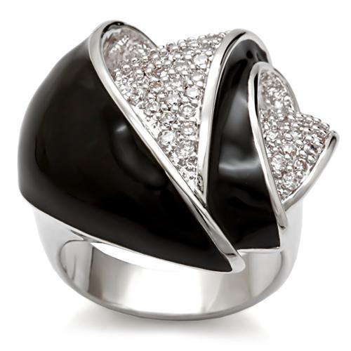 1W105 - Rhodium Brass Ring with AAA Grade CZ  in Clear-0