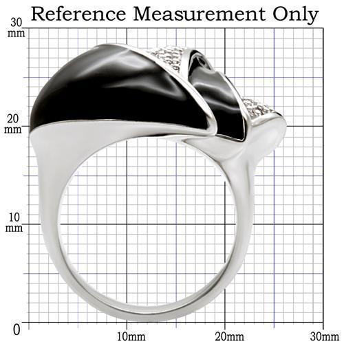 1W105 - Rhodium Brass Ring with AAA Grade CZ  in Clear-1
