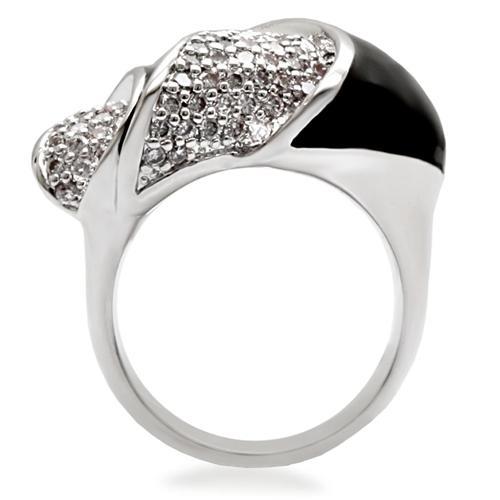 1W105 - Rhodium Brass Ring with AAA Grade CZ  in Clear-4