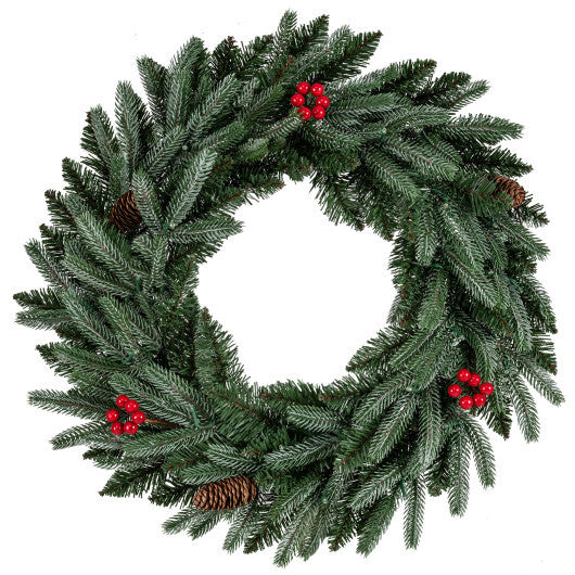 24"  Pre-lit Christmas Wreath Set of 2 Front Door Artificial Xmas Wreath with 90 Frosted Branch Tips W2B