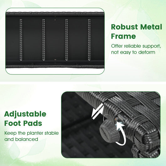 Set of 2 49 Inch Raised Garden Bed with Trellis and Wicker Planter Box-Black W2B
