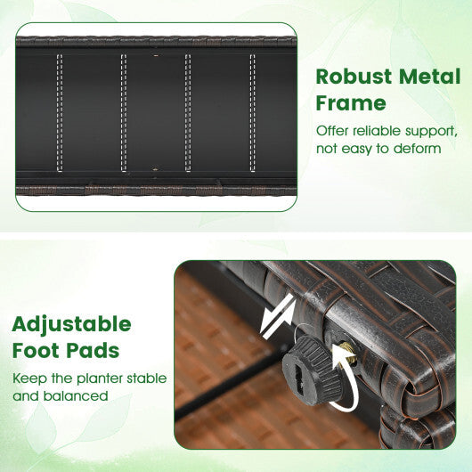 Set of 2 49 Inch Raised Garden Bed with Trellis and Wicker Planter Box-Black W2B