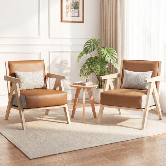 3 Pieces Living Room Furniture Set with Rubber Wood Frame-Gray W2B
