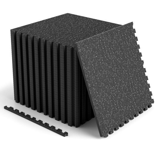 2 Pieces 0.39 inch Thick Rubber Top Exercise Mat 48 Sq Ft with Boarders-color-Gray W2B