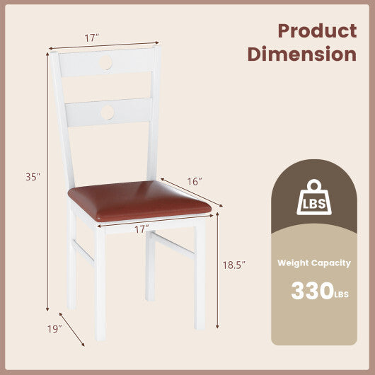 Wooden Dining Chairs Set of 4 Armless Kitchen Chairs with Hollowed Backrest-White