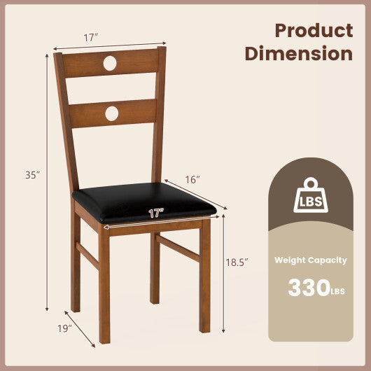 Wooden Dining Chairs Set of 4 Armless Kitchen Chairs with Hollowed Backrest-White