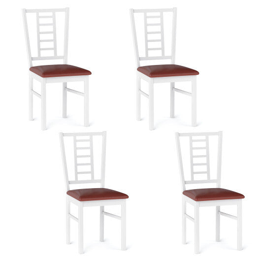 PU Leather Upholstered Wood Dining Chairs Set of 4-White