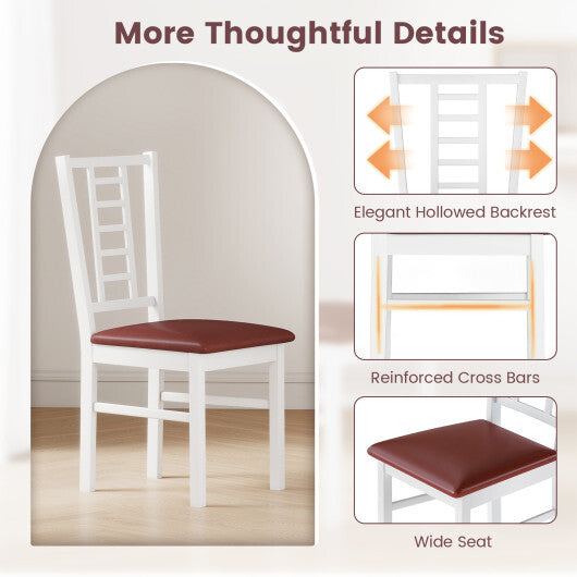 PU Leather Upholstered Wood Dining Chairs Set of 4-White