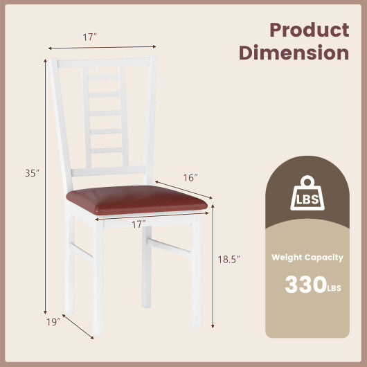 PU Leather Upholstered Wood Dining Chairs Set of 4-White