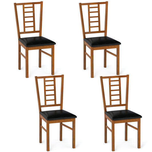 PU Leather Upholstered Wood Dining Chairs Set of 4-White