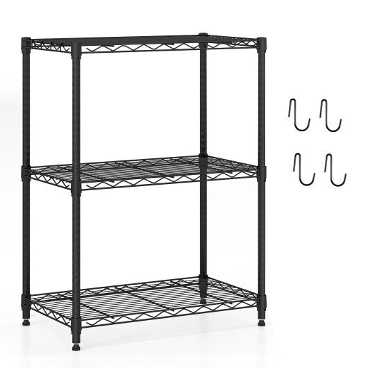 3-Tier Metal Storage Shelving Unit Set of 2 with V-Shaped Wire Rack-Black W2B