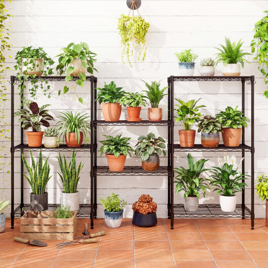 4-Tier Metal Storage Shelving Unit Set of 2 with V-Shaped Wire Rack-Black W2B