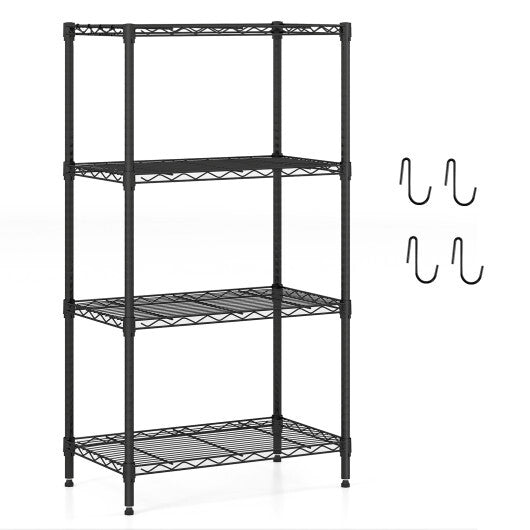 4-Tier Metal Storage Shelving Unit Set of 2 with V-Shaped Wire Rack-Black W2B