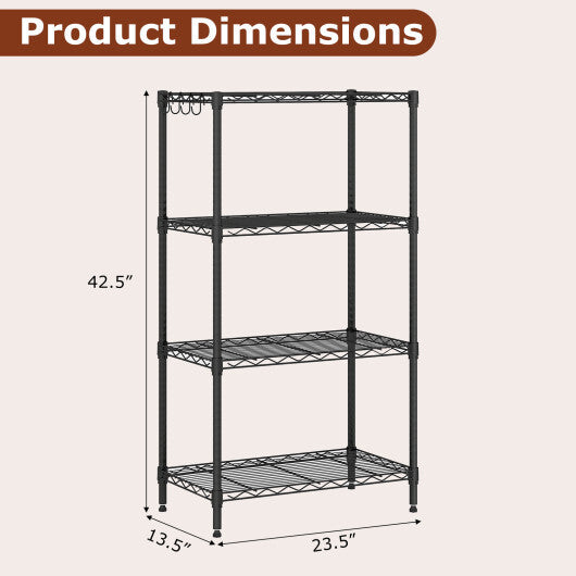4-Tier Metal Storage Shelving Unit Set of 2 with V-Shaped Wire Rack-Black W2B