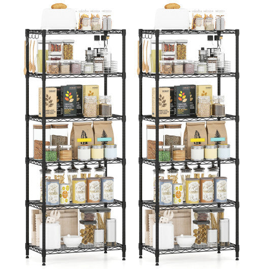 Set of 2 4-Tier Metal Storage Shelving Unit with V-Shaped Wire Rack and 1000 LBS Capacity-Black W2B