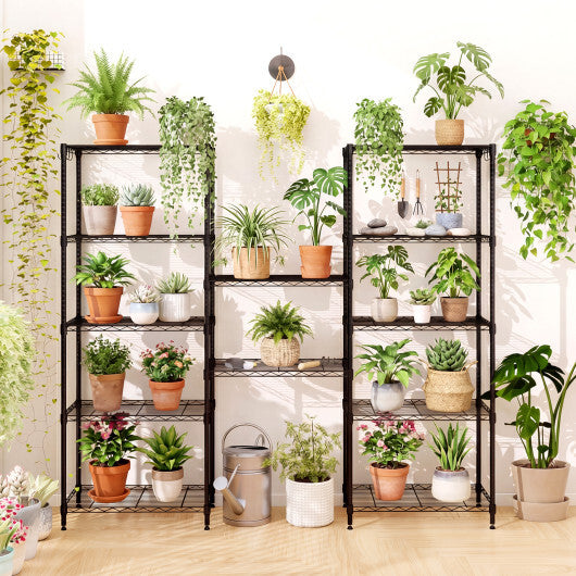 Set of 2 4-Tier Metal Storage Shelving Unit with V-Shaped Wire Rack and 1000 LBS Capacity-Black W2B