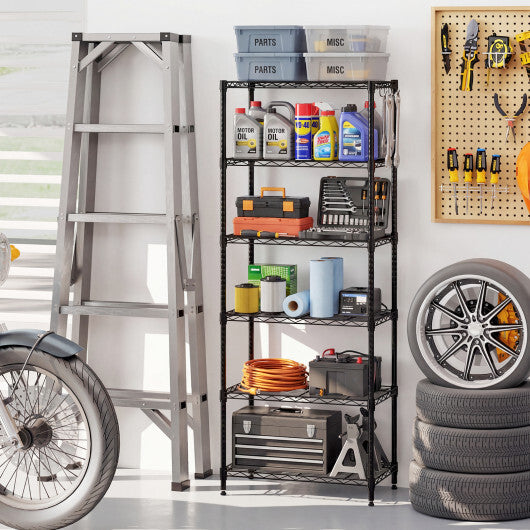 Set of 2 4-Tier Metal Storage Shelving Unit with V-Shaped Wire Rack and 1000 LBS Capacity-Black W2B