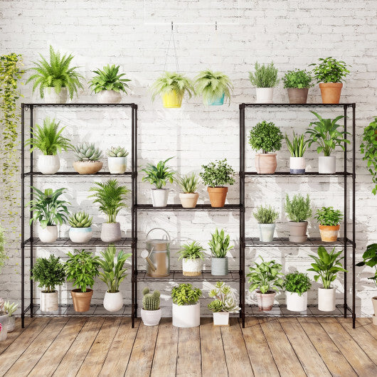 Set of 2 5-Tier Metal Storage Shelving Unit with V-Shaped Wire Rack and 1250 LBS Capacity-Black W2B