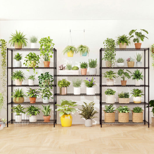 6-Tier Metal Storage Shelving Unit Set of 2 Adjustable Utility Shelf with V-Shaped Wire Rack-Black W2B