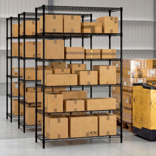 6-Tier Metal Storage Shelving Unit Set of 2 Adjustable Utility Shelf with V-Shaped Wire Rack-Black W2B