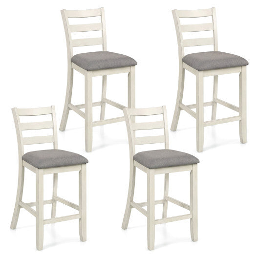 4 Pieces Counter Height Chairs with Fabric Seat and Rubber Wood Legs-Beige W2B