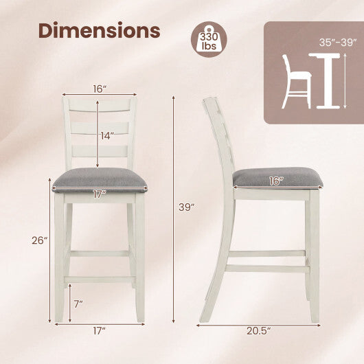 4 Pieces Counter Height Chairs with Fabric Seat and Rubber Wood Legs-Beige W2B