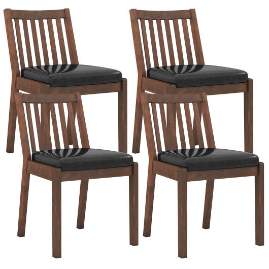 PU Leather Upholstered Dining Chair with Padded Seat Set of 4-Espresso W2B