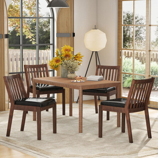 PU Leather Upholstered Dining Chair with Padded Seat Set of 4-Espresso W2B